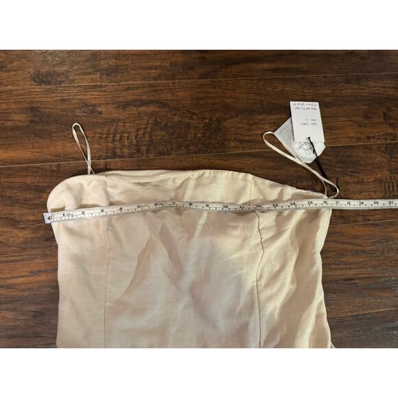 Japna Beige Linen Blend Tie Bow Back Sun Dress Minimalist Womens Large - Picture 4 of 8